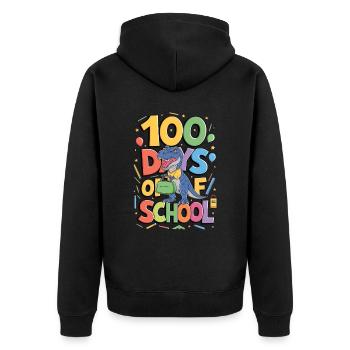 100th Day Of School 100 Day Of School Kids - Unisex Premium Organic Zip Hoodie - black - Back - Nico (187cm)