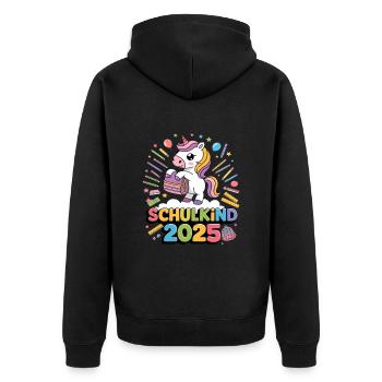 Schulkind 2025 Einschulung Schulanfang - Unisex Premium Bio Zip Hoodie - Schwarz - Hinten - Nico (187cm)