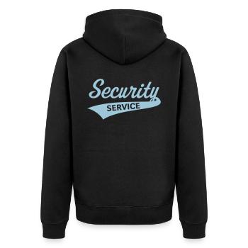Security Service (Sicherheit / Team) - Unisex Premium Bio Zip Hoodie - Schwarz - Hinten - Nico (187cm)