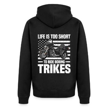 Trike - Unisex Premium Bio Zip Hoodie - Schwarz - Hinten - Nico (187cm)