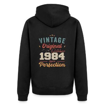 October 1984 Birthday Present 1984 October - Unisex Premium Organic Zip Hoodie - black - Back - Nico (187cm)