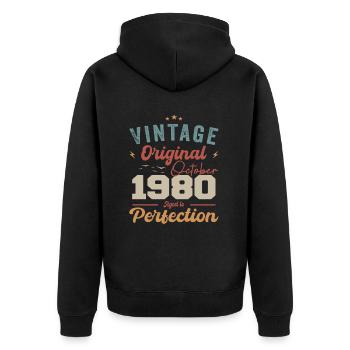 October 1980 Birthday Present 1980 October - Unisex Premium Organic Zip Hoodie - black - Back - Nico (187cm)