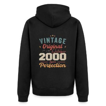 October 2000 Birthday Present 2000 October - Unisex Premium Organic Zip Hoodie - black - Back - Nico (187cm)