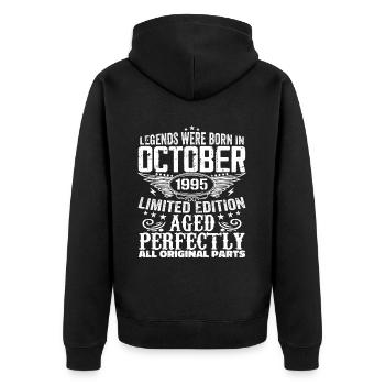 Legenden werden im Oktober 1995 geboren - 1995 - Unisex Premium Bio Zip Hoodie - Schwarz - Hinten - Nico (187cm)