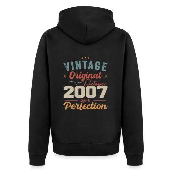 October 2007 Birthday Gift 2007 October - Unisex Premium Organic Zip Hoodie - black - Back - Nico (187cm)