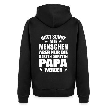 Papa Familie Papas Geschenk - Unisex Premium Bio Zip Hoodie - Schwarz - Hinten - Nico (187cm)
