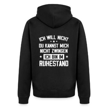 Ruhestand Rente Ruhestand Geschenk - Unisex Premium Bio Zip Hoodie - Schwarz - Hinten - Nico (187cm)