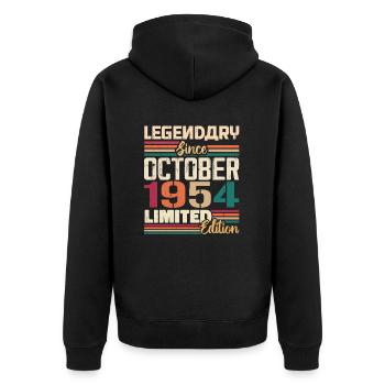 Oktober 1954 Vintage - Geburtstagsgeschenk 1954 - Unisex Premium Bio Zip Hoodie - Schwarz - Hinten - Nico (187cm)