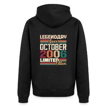 October 2006 Vintage - Birthday Gift 2006 - Unisex Premium Organic Zip Hoodie - black - Back - Nico (187cm)