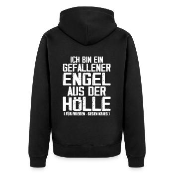 Gefallener Engel aus der Hölle - Unisex Premium Bio Zip Hoodie - Schwarz - Hinten - Nico (187cm)