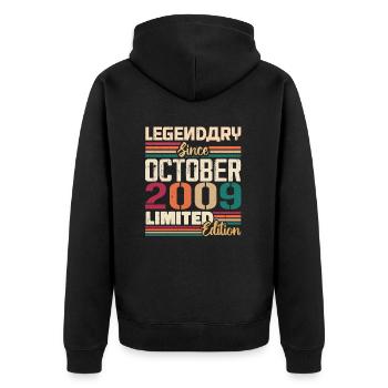 October 2009 Vintage - Birthday Gift 2009 - Unisex Premium Organic Zip Hoodie - black - Back - Nico (187cm)