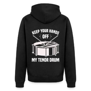 Tenor Schlagzeuger - Unisex Premium Bio Zip Hoodie - Schwarz - Hinten - Nico (187cm)