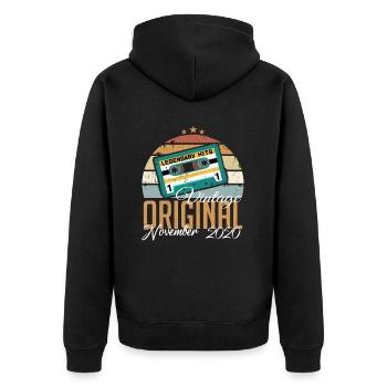 Geboren Im November 2020 Retro - Unisex Premium Bio Zip Hoodie - Schwarz - Hinten - Nico (187cm)