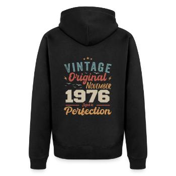 Legendary since November 1976 - 1976 - Unisex Premium Organic Zip Hoodie - black - Back - Nico (187cm)