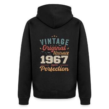 Legendär Seit November 1967 - 1967 - Unisex Premium Bio Zip Hoodie - Schwarz - Hinten - Nico (187cm)