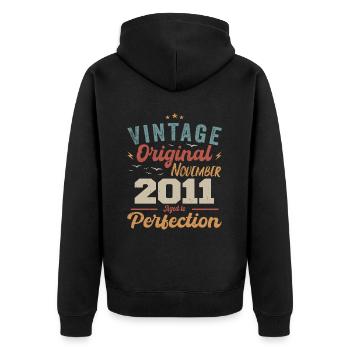 Legendary since November 2011 - 2011 - Unisex Premium Organic Zip Hoodie - black - Back - Nico (187cm)