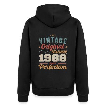 Legendary since November 1988 - 1988 - Unisex Premium Organic Zip Hoodie - black - Back - Nico (187cm)