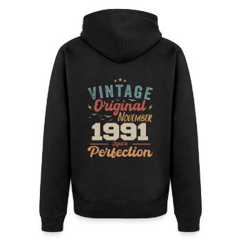 Legendary since November 1991 - 1991 - Unisex Premium Organic Zip Hoodie - black - Back - Nico (187cm)