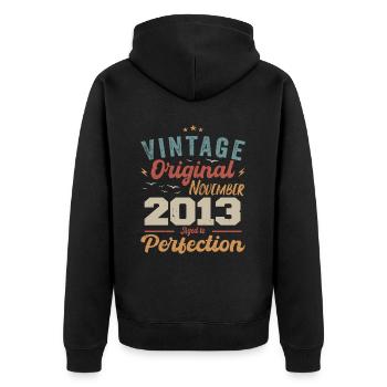 Legendary since November 2013 - 2013 - Unisex Premium Organic Zip Hoodie - black - Back - Nico (187cm)