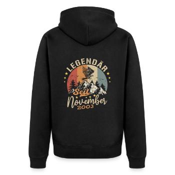 Legendär Seit November 2003 - 2003 - Unisex Premium Bio Zip Hoodie - Schwarz - Hinten - Nico (187cm)