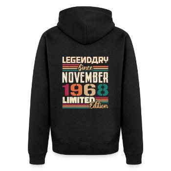 Légendaire depuis novembre 1968 - Cadeau 1968 - Veste à capuche bio Premium Unisexe - noir - Dos - Nico (187cm)