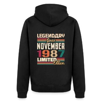 Legendary since November 1987 - Gift 1987 - Unisex Premium Organic Zip Hoodie - black - Back - Nico (187cm)