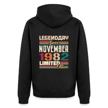 Légendaire depuis novembre 1982 - Cadeau 1982 - Veste à capuche bio Premium Unisexe - noir - Dos - Nico (187cm)
