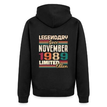 Legendary since November 1989 - Gift 1989 - Unisex Premium Organic Zip Hoodie - black - Back - Nico (187cm)