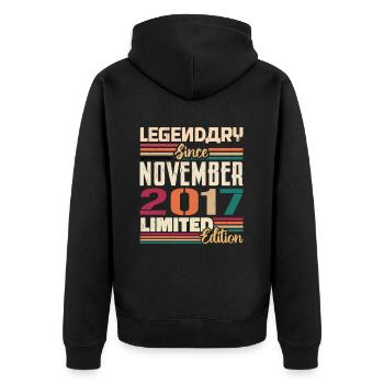 Legendary since November 2017 - Gift 2017 - Unisex Premium Organic Zip Hoodie - black - Back - Nico (187cm)
