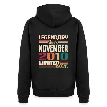 Légendaire depuis novembre 2010 - Cadeau 2010 - Veste à capuche bio Premium Unisexe - noir - Dos - Nico (187cm)