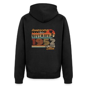 Eine Legende wurde im November 1952 geboren - 1952 - Unisex Premium Bio Zip Hoodie - Schwarz - Hinten - Nico (187cm)