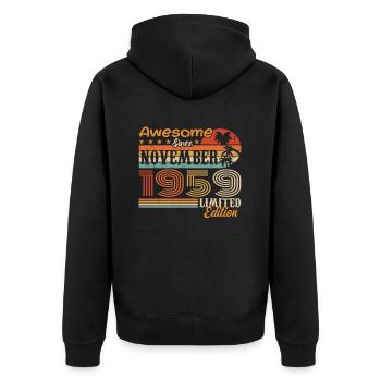 Eine Legende wurde im November 1959 geboren - 1959 - Unisex Premium Bio Zip Hoodie - Schwarz - Hinten - Nico (187cm)