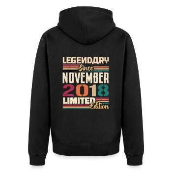 Légendaire depuis novembre 2018 - Cadeau 2018 - Veste à capuche bio Premium Unisexe - noir - Dos - Nico (187cm)
