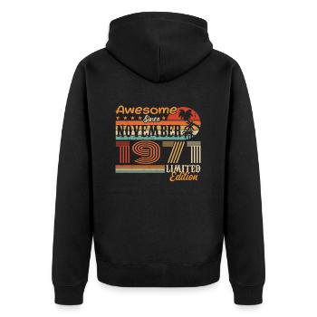 Eine Legende wurde im November 1971 geboren - 1971 - Unisex Premium Bio Zip Hoodie - Schwarz - Hinten - Nico (187cm)
