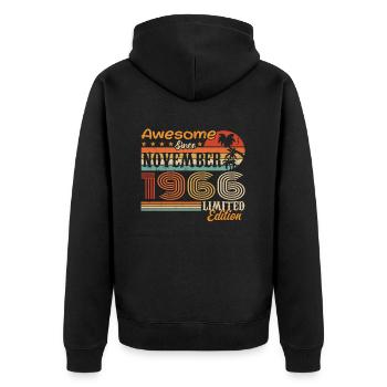 A legend was born in November 1966 - 1966 - Unisex Premium Organic Zip Hoodie - black - Back - Nico (187cm)