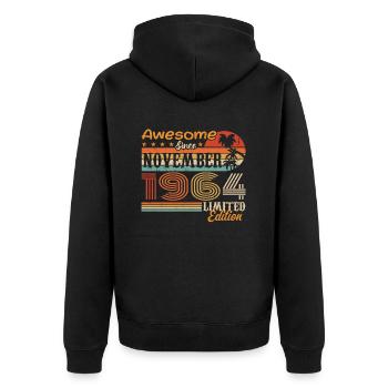 Une légende est née en novembre 1964 - 1964 - Veste à capuche bio Premium Unisexe - noir - Dos - Nico (187cm)