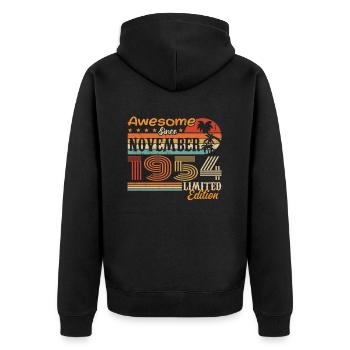 Eine Legende wurde im November 1954 geboren - 1954 - Unisex Premium Bio Zip Hoodie - Schwarz - Hinten - Nico (187cm)