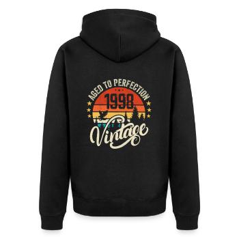 1998 Vintage - Geburtstagsgeschenk 1998 Retro 1998 - Unisex Premium Bio Zip Hoodie - Schwarz - Hinten - Nico (187cm)