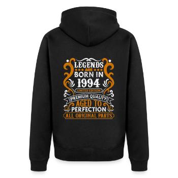Legends Are Born In 1994 Geburtstagsgeschenk -1994 - Unisex Premium Bio Zip Hoodie - Schwarz - Hinten - Nico (187cm)