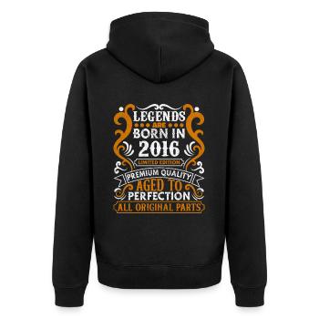 Legends Are Born In 2016 Birthday Gift -2016 - Unisex Premium Organic Zip Hoodie - black - Back - Nico (187cm)
