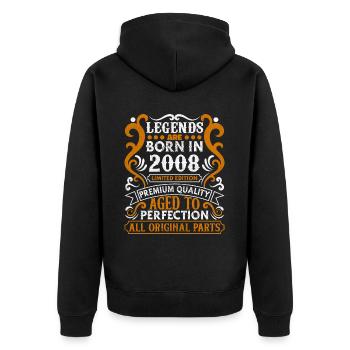 Legends Are Born In 2008 Birthday Gift -2008 - Unisex Premium Organic Zip Hoodie - black - Back - Nico (187cm)