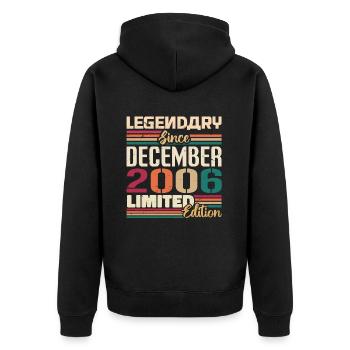 Legendary since December 2006 Vintage December 2006 - Unisex Premium Organic Zip Hoodie - black - Back - Nico (187cm)