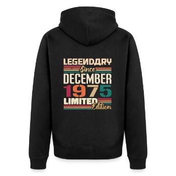 Légendaire depuis décembre 1975 Millésime décembre 1975 - Veste à capuche bio Premium Unisexe - noir - Dos - Nico (187cm)