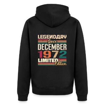 Légendaire depuis décembre 1972 Millésime décembre 1972 - Veste à capuche bio Premium Unisexe - noir - Dos - Nico (187cm)