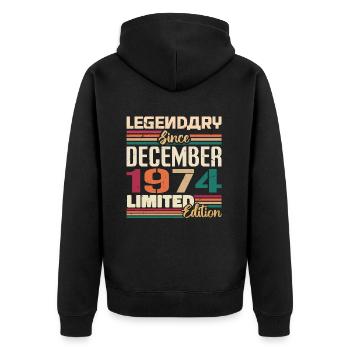 Légendaire depuis décembre 1974 Millésime décembre 1974 - Veste à capuche bio Premium Unisexe - noir - Dos - Nico (187cm)