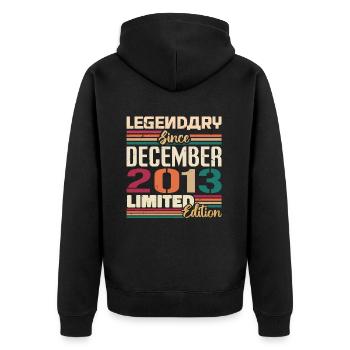 Légendaire depuis décembre 2013 Millésime décembre 2013 - Veste à capuche bio Premium Unisexe - noir - Dos - Nico (187cm)