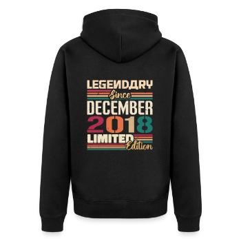 Légendaire depuis décembre 2018 Millésime décembre 2018 - Veste à capuche bio Premium Unisexe - noir - Dos - Nico (187cm)
