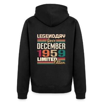 Legendary since December 1959 Vintage December 1959 - Unisex Premium Organic Zip Hoodie - black - Back - Nico (187cm)