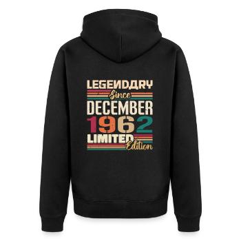 Légendaire depuis décembre 1962 Millésime décembre 1962 - Veste à capuche bio Premium Unisexe - noir - Dos - Nico (187cm)