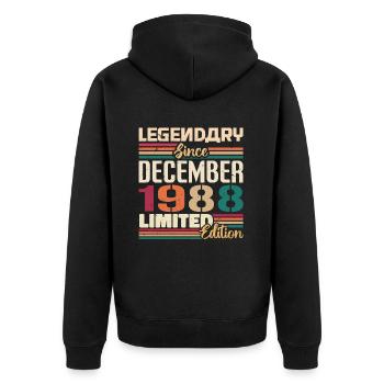 Legendary since December 1988 Vintage December 1988 - Unisex Premium Organic Zip Hoodie - black - Back - Nico (187cm)